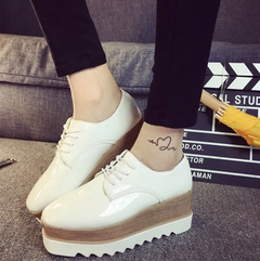 Women Lace-Up Loafers Platforms British Style