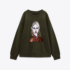 Women Fashion Printing Basic Sweatshirts